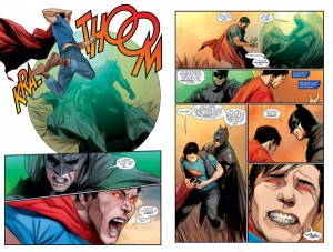 Interior page from Batman/Superman: Cross Worlds. Art by Ben Oliver.