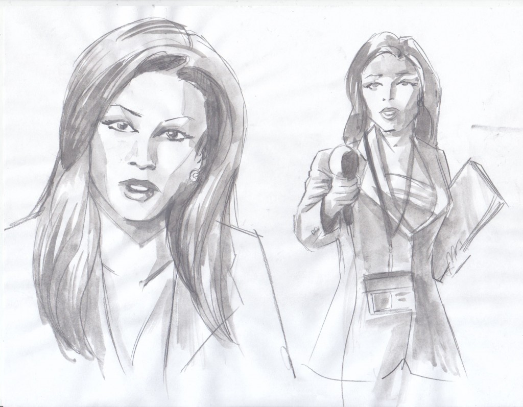 Like the previous sketch this is also a character conceptual for the Belladonna sequel and is also likely to change before the next OGN. Ben describes this character as "VANNY – a hard-edged reporter who has no problem fucking herself up the ladder to get the fame and fortune she craves. But she’s also smart, and she becomes an anti-Belladonna voice in the press, and eventually has the ability to turn the public against our hero.