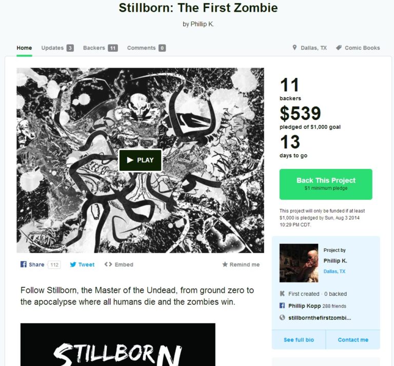 Kickstarter Spotlight: Stillborn: The First Zombie