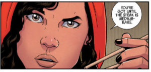 Miss America Chavez medium rare steak